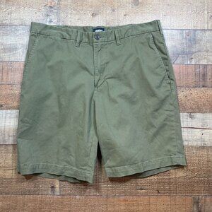 Men's Lands End Lands End Olive Green Flat Front Shorts size 36